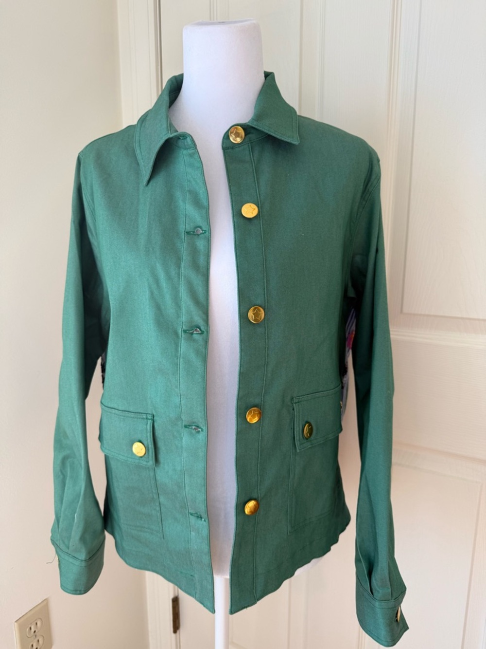 Vilagallo Embroidered Sequin Jacket Women’s 40 Green Floral Back Statement Spain - Picture 3 of 15
